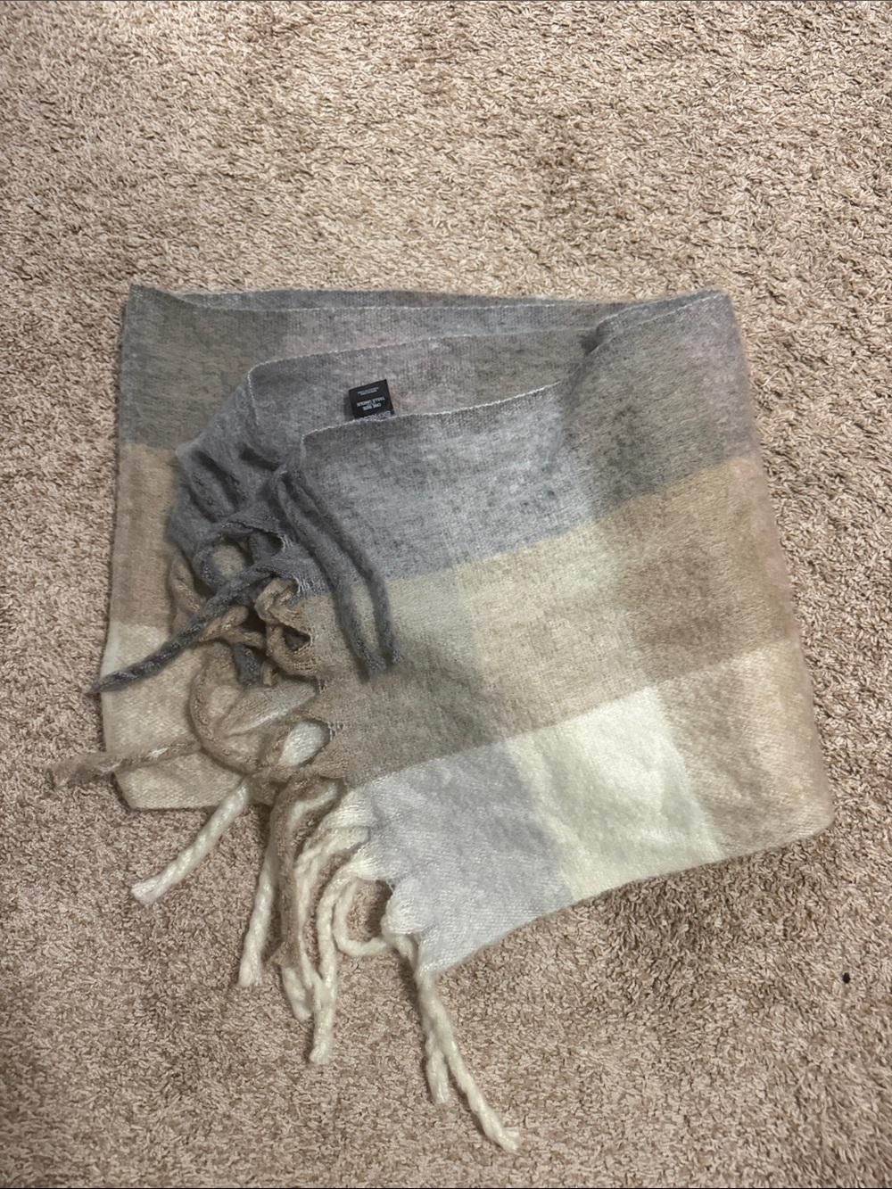 Express Cozy Ombre Fringe Scarf in Neutral Tones